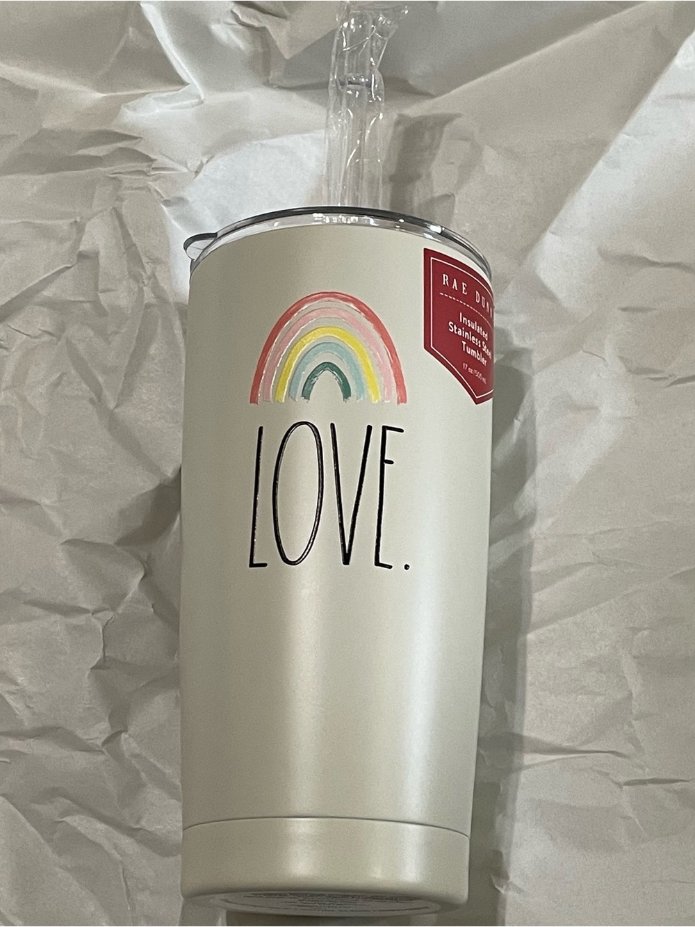 Rae Dunn LOVE Rainbow Stainless Steel Tumbler 17oz BNNU